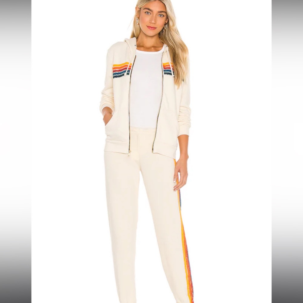 Brand new never worn aviator nation cream zip up and sweats set